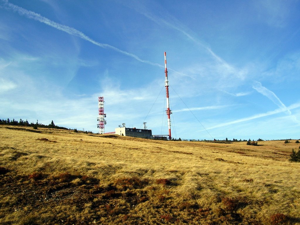 Transmitting tower at the top of the Krížava mountain in Martinské Hole mountain area - part of the Mala Fatra mountains